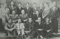 Miembros de la primigenia junta directiva del Arousa. 
