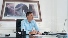 El presidente del Gobierno, Pedro S�nchez, durante su descanso estival en el palacio de La Mareta (Lanzarote).