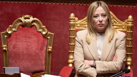 Meloni, durante una sesión en el Senado.