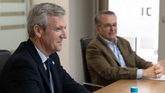 Alfonso Rueda esta ma�ana, en un acto en Curtis, donde habl� sobre su pr�xima reuni�n con Von der Leyen