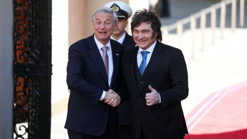 El presidente Argentino, Javier Milei, este jueves con el mandatario chileno, Jose Antonio Kast.