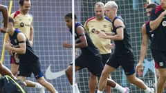 Dani Olmo durante el entrenamiento con el Barcelona