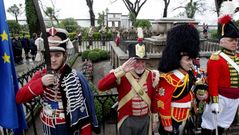 Ofrenda floral en el jard�n para conmemorar la batalla de Elvi�a en A Coru�a