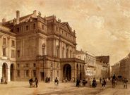 Estampa de �poca que reproduce o Teatro alla Scala, en Mil�n
