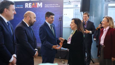 La ministra de Defensa, Margarita Robles, durante su participaci�n en la cumbre Reaim