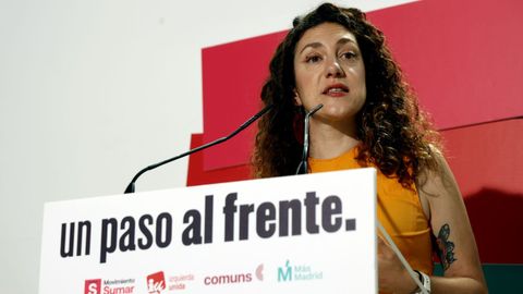 La diputada de Sumar, Aina Vidal, en la rueda de prensa ofrecida en Madrid