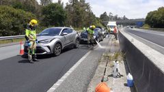 Imagen de un accidente de tr�fico ocurrido el 7 de junio del 2021 en la autopista AG-55, a la altura del t�rmino municipal de Carballo.