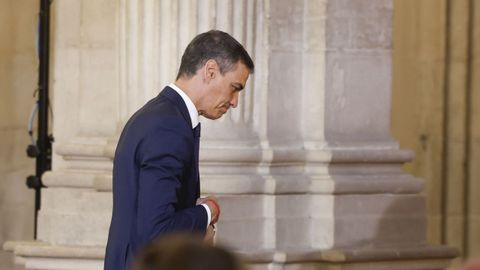 El presidente del Gobierno, Pedro Snchez, el pasado jueves en el Palacio Real durante el 40. aniversario de la firma del Tratado de Adhesin a Espaa a las Comunidades Europeas.