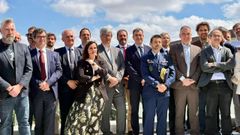 Representantes de los gobiernos de Portugal y Galicia en la presentaci�n de la autopista cu�ntica que unir� a Santiago con Lisboa, que fue presentada en la capital lusa