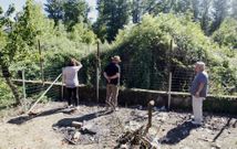 <span lang= es-es >�ltimo episodio</span>. Vecinos de O Mor�n observan la maleza que invade una finca pr�xima a las viviendas, en la que encontraron refugio los jabal�es que provocan los destrozos en sus huertas