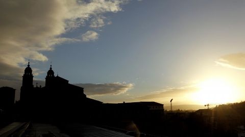 Atardecer con la catedral de Santiago.
