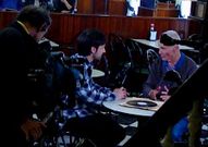 Lojo (� dereita) durante a gravaci�n dun programa no Feliciano.<span lang= es-es > </span>
