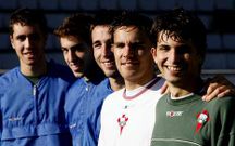 Arriba, Aspas y Vila, abajo, �lex en el Racing de Ferrol.