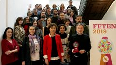Foto de familia de la representaci�n asturiana en FETEN 2019 junto a la concejala de Cultura y los organizadores
