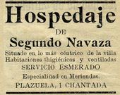 <span lang= es-es >Habitaciones higinicas y ventiladas</span>.  La casa de huspedes de Segundo Navaza ofreca sus servicio esmerado en 1929 en el semanario chantadino La Voz del Agro