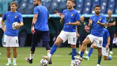 Barella, Donnarumma, Immobile e Insigne, en la previa de un encuentro de la Eurocopa