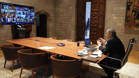 Quim Torra, durante la reunin telemtica del martes del Gobierno cataln