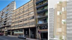 A la izquierda, el centro de salud N�voa Santos en la actualidad. A la derecha, la recreaci�n del futuro CIS difundida por la Xunta.