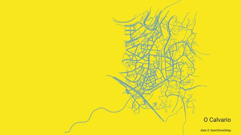 Azul sobre amarillo.Calles y viales del barrio vigués de O Calvario