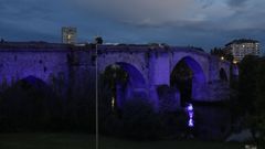 La Ponte Vella de Ourense fue uno de los monumentos que se ilumin� de azul en el d�a de la enfermeria