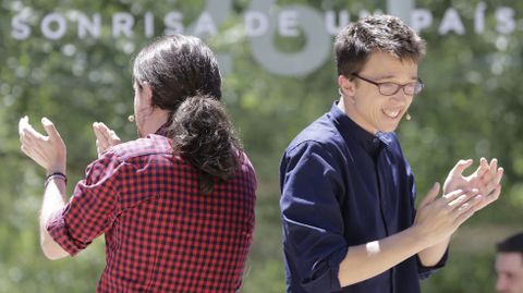 Iglesias y Errejn en un acto de campaa.