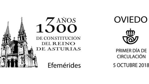 Matasellos conmemorativo 1300 a�os constitucion del reino de Asturias