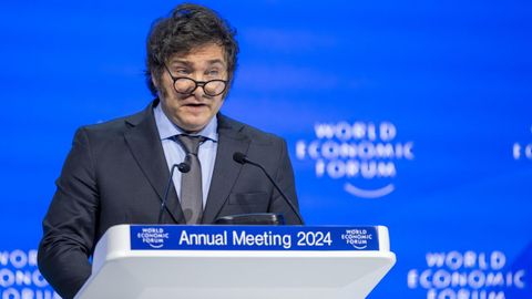 Milei, durante su discurso en el Foro de Davos.