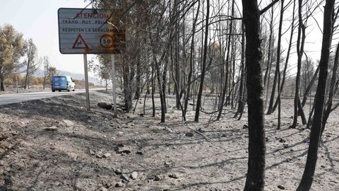 Vista general de uno de los pueblos afectados por el incendio de Castell�n
