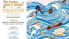 Cartel de la campaa promocional De toma pan y moja, promovida por el Ministerio de Agricultura, Pesca y Alimentacin y por la Federacin Nacional de Cofradas de Pescadores para impulsar el consumo de pescado