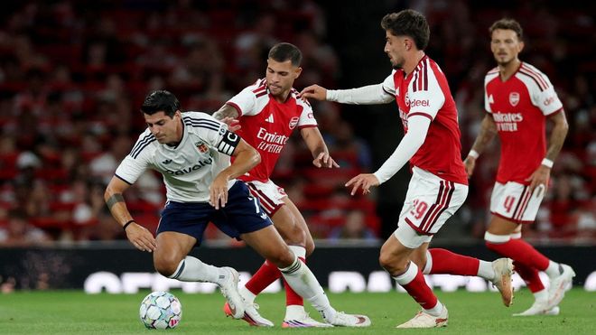 �lvaro Morata, durante un amistoso de pretemporada contra el Arsenal.