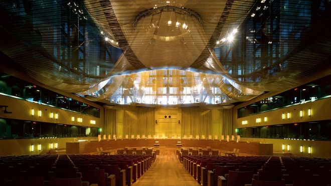 La Gran Sala de vistas del Tribunal de Justicia de la Unin Europea (TJUE), con sede en Luxemburgo, en una foto de archivo.