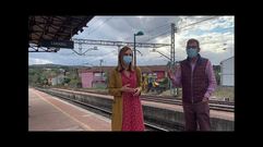 La concejala Raquel Arias y el alcalde de Sober, Luis Fern�ndez Guiti�n, en la estaci�n de Canaval en una foto difundida por el Ayuntamiento