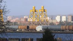 Estructura para la e�lica marina en el astillero de Navantia Fene.