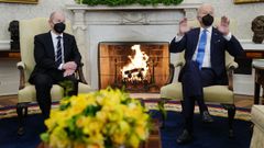 El canciller alem�n, Olaf Scholz, se reuni� este lunes con el presidente de Estados Unidos, Joe Biden, en el despacho oval de la Casa Blanca