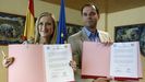 Cifuentes y el portavoz de Ciudadanos en la Asamblea de Madrid, Ignacio Aguado, cuando sellaron el pacto de legislatura