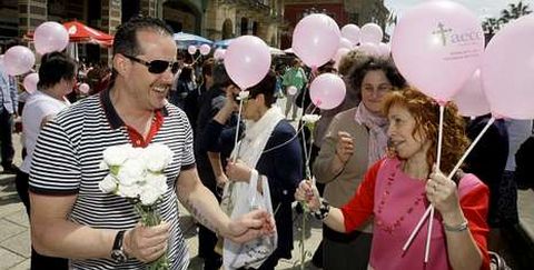 La suelta de globos rosas en O Cant�n para el v�deo que hoy se proyectar� por primera vez.
