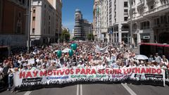 Miles de personas acudieron a la marcha en defensa de la sanidad pblica celebrada este domingo en Madrid.