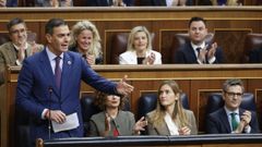 El presidente del Gobierno, Pedro Snchez, durante su intervencin en la sesin de control al Ejecutivo.