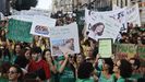 Isabel D�az Ayuso, presidenta de la Comunidad de Madrid, blanco de las cr�ticas de los manifestantes en la primera jornada de huelga educativa