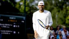 Kyrgios durante el dobles masculino de Wimbledon.