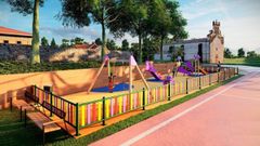 Recreaci�n del nuevo parque infantil de Andrade, en Pontedeume