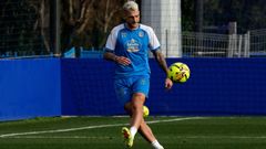 Stoichkov, durante un entrenamiento con el Deportivo