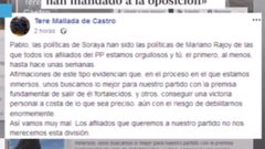 Captura del mensaje de Teresa Mallada recogido en la TPA