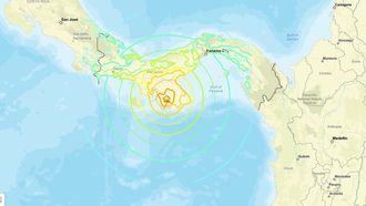 Imagen difundida por el Servicio Geol�gico de Estados Unidos (USGS) del epicentro de un terremoto de 7,6 de magnitud que sacudi� este viernes el sureste de Panam�