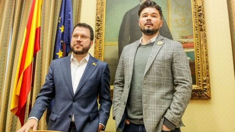 El presidente de la Generalitat, Pere Aragon�s, y elportavoz de ERC en el Congreso, Gabriel Rufi�n