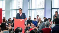 Pedro S�nchez, durante su intervenci�n en el acto de hoy en Burgos