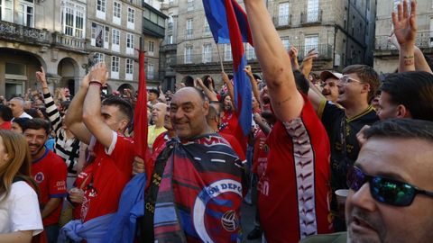 Celebraci�n del ascenso de la UD Ourense a Primera Federaci�n en la plaza Mayor de la ciudad.