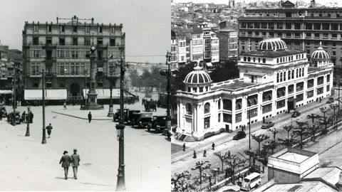 A la izquierda, el hotel Palace, situado frente al Obelisco, era el lugar en el que se daban cita los conservadores de la �poca. A la derecha, el Atlantic, el establecimiento escogido por la gente de la izquierda moderada