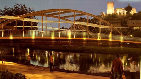 Recreaci�n digital de la propuesta para el nuevo puente de Monforte que present� la empresa Proyectos y Obras de Estructuras e Instalaciones para el nuevo puente de Monforte y que qued� segundo 