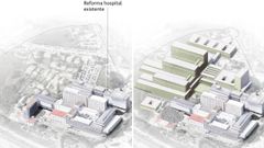 Ahora y en el 2025. En la imagen de la izquierda, la configuraci�n del Chuac en la actualidad, donde se desarrolla y ala fase 0 con reformas interiores en uno de los inmuebles ya existentes. A la derecha, con los bloques que, si se cumplen los plazos previstos, se construir�n desde principios del 2023 y hasta el 2025 con la efecuci�n de la fase 1 del Novo Chuac, que concentra el 80 % de las nuevas edificaciones del proyecto. Cuando est� rematado, en el 2027, triplicar� la superficie actual